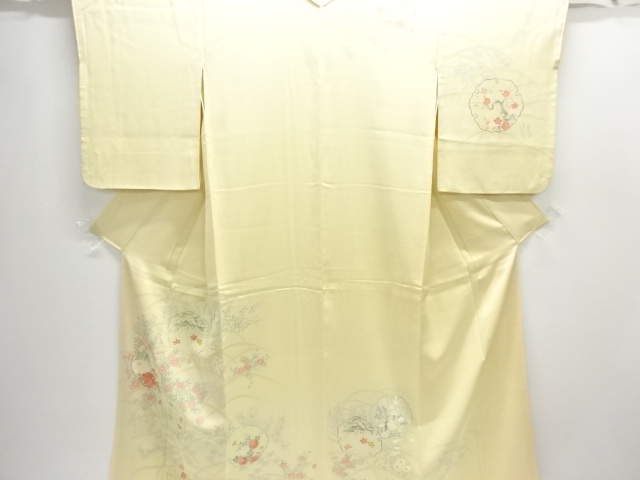 JAPANESE KIMONO / HOMONGI / EMBROIDERY / SNOWFLAKE & FLOWER